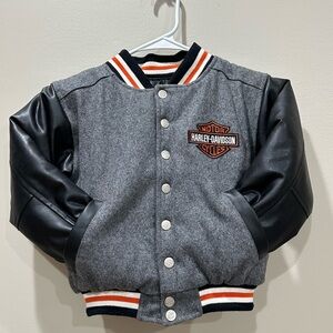 REVERSIBLE KIDS Harley-Davidson Gray and Black Varsity Jacket